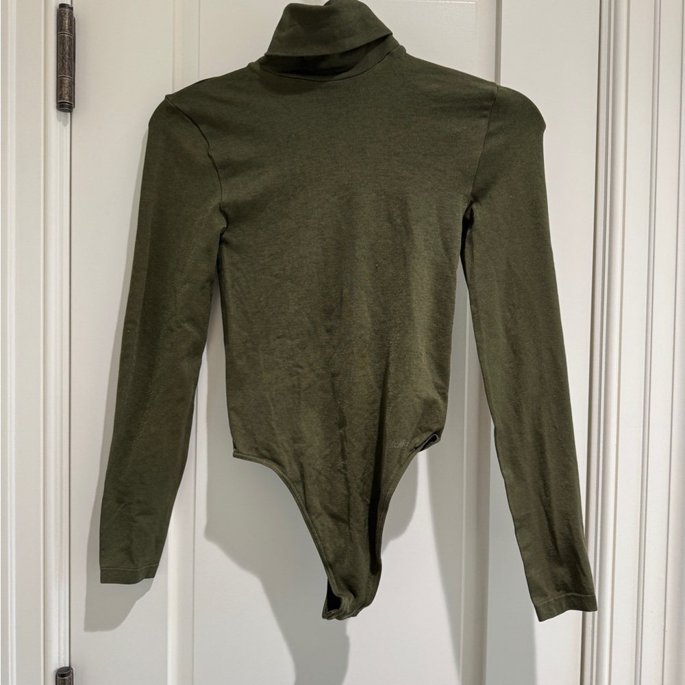 Wolford Olive Green Turtleneck Bodysuit